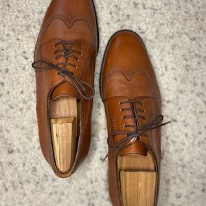 Men’s Handmaid Italian Leather Wing-Tip Dress Shoes - Brown